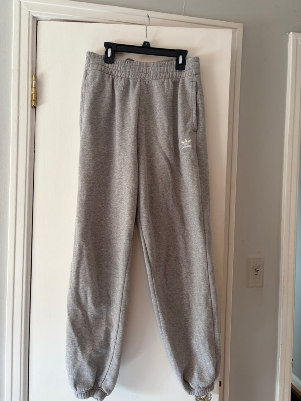 adidas Grey mens Fleece Joggers with Elastic Cuffs